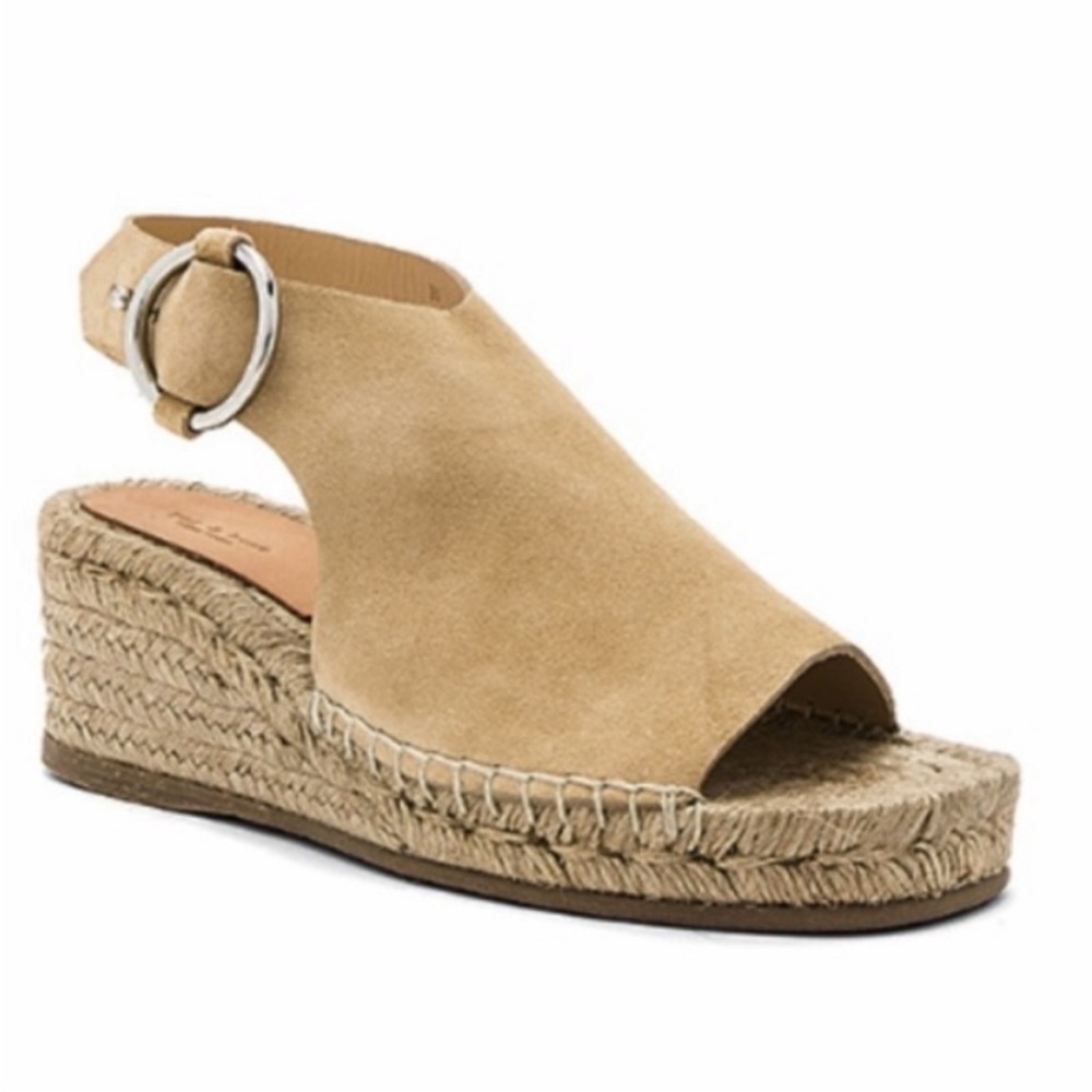 rag & bone Tan Suede Espadrille Wedge Sandals